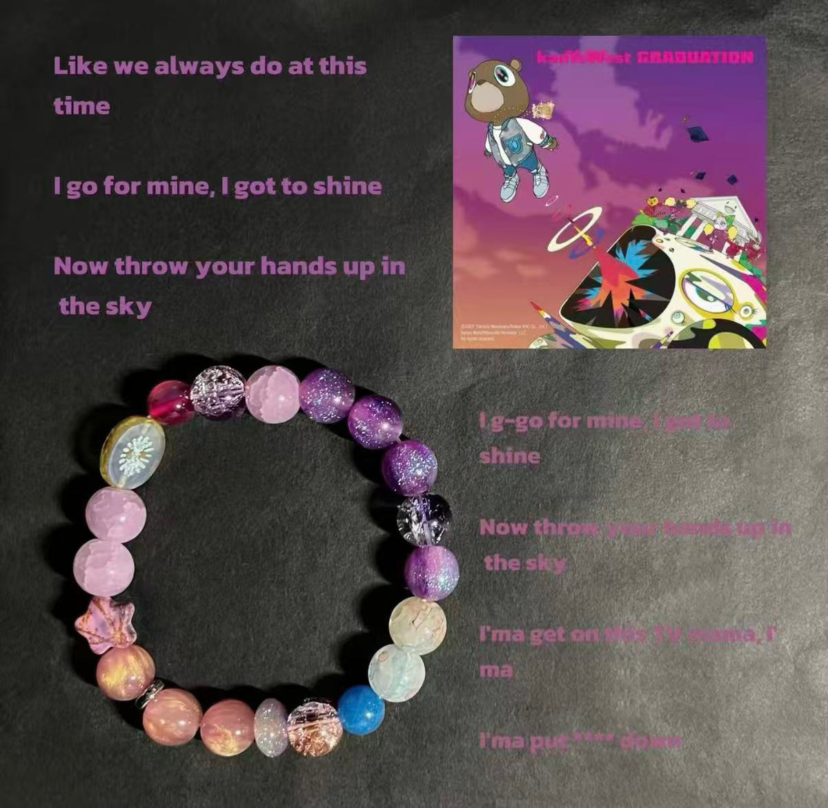 Dreamy Purple Beaded Bracelet - Colorful Music-Inspired Friendship Gift
