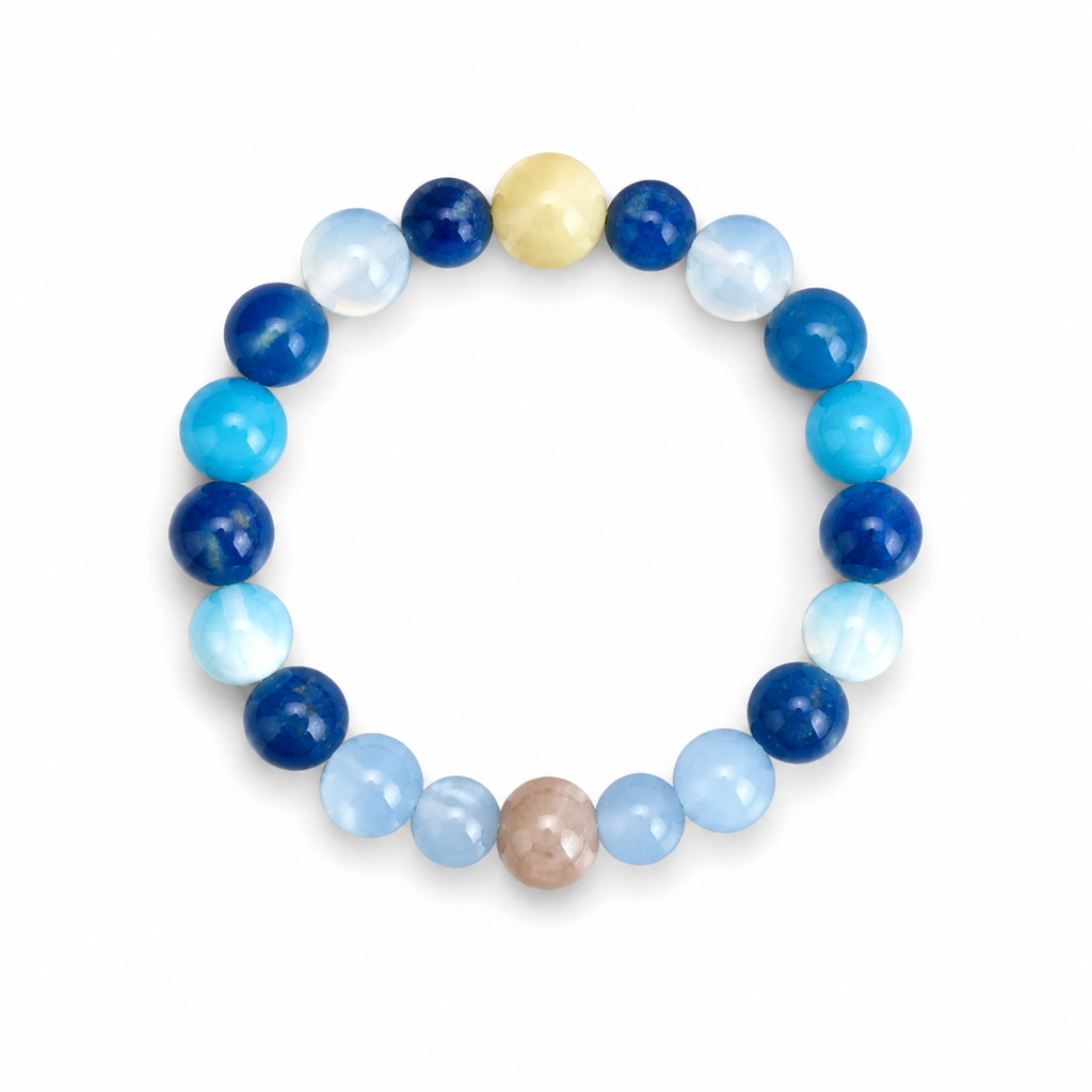 Call Me By Your Name blue beaded bracelet on white