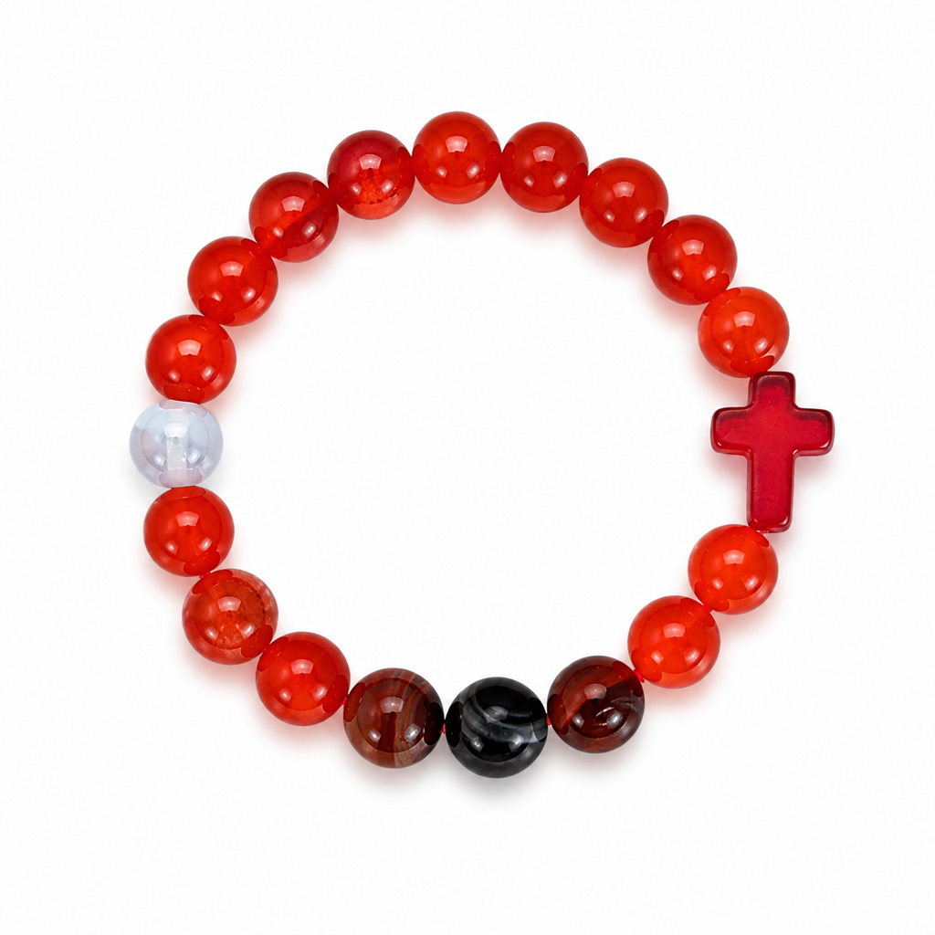 Changes red beaded bracelet on white