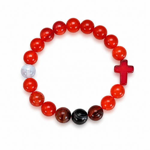 Changes red beaded bracelet on white