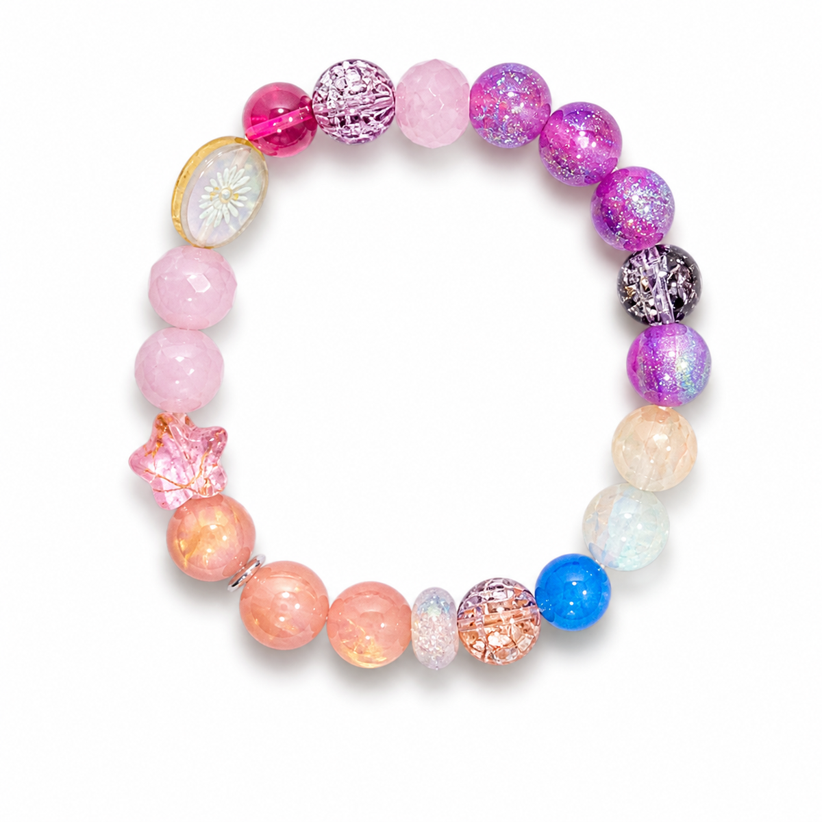 Dreamy Purple beaded bracelet on white background