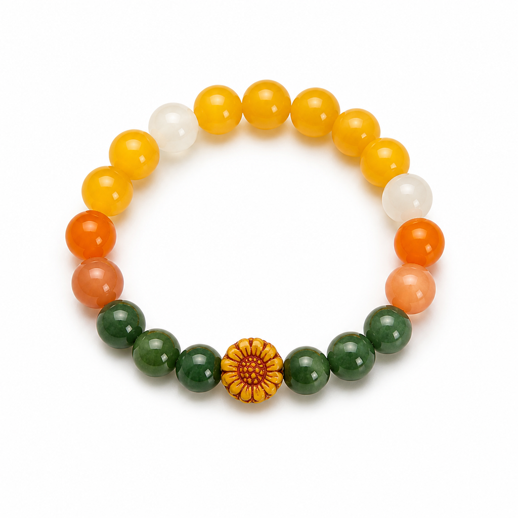 Flower Boy beaded bracelet on white background