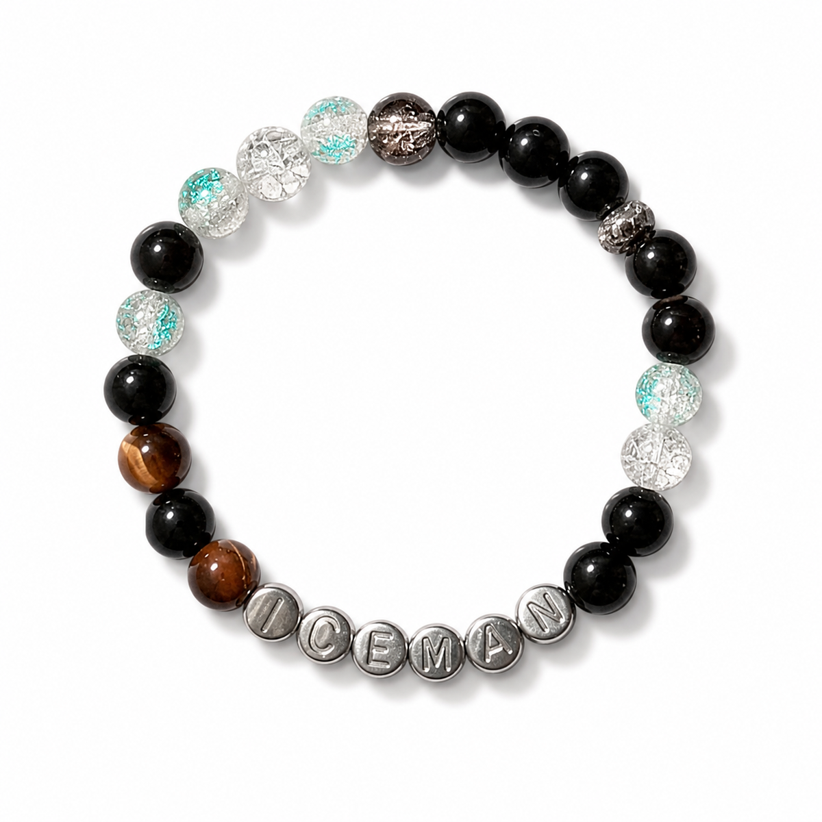 ICEMAN beaded bracelet on white background